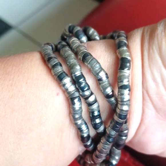 Vintage Retro Y2K Convertible Metallic Snake Necklace Bracelet, mixed metal, 17" - Picture 4 of 4